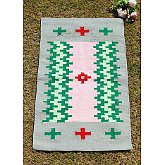 Handwoven Dhurrie | Cotton Mat / Aasan -Border Zig Zag