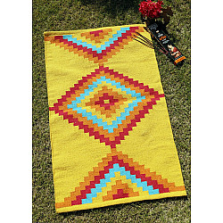 Handwoven Dhurrie | Cotton Mat / Aasan - Diamond & Cut Diamond