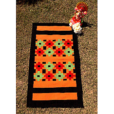 Handwoven Dhurrie | Cotton Yoga Mat / Living Room Rug - Border Panja