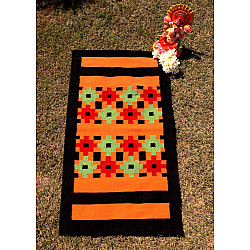 Handwoven Dhurrie | Cotton Yoga Mat / Living Room Rug - Border Panja