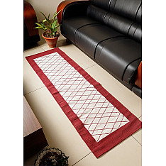 Handwoven Dhurrie | Cotton Bed Side Floor Runner / Runner - Cross Border