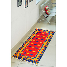 Handwoven Dhurrie | Cotton Bed Side Runner / Runner - Virasat Panja