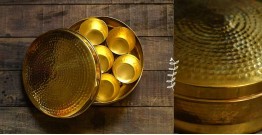 Traditional Utensils - Brass Hammered Masala Box Big 19"