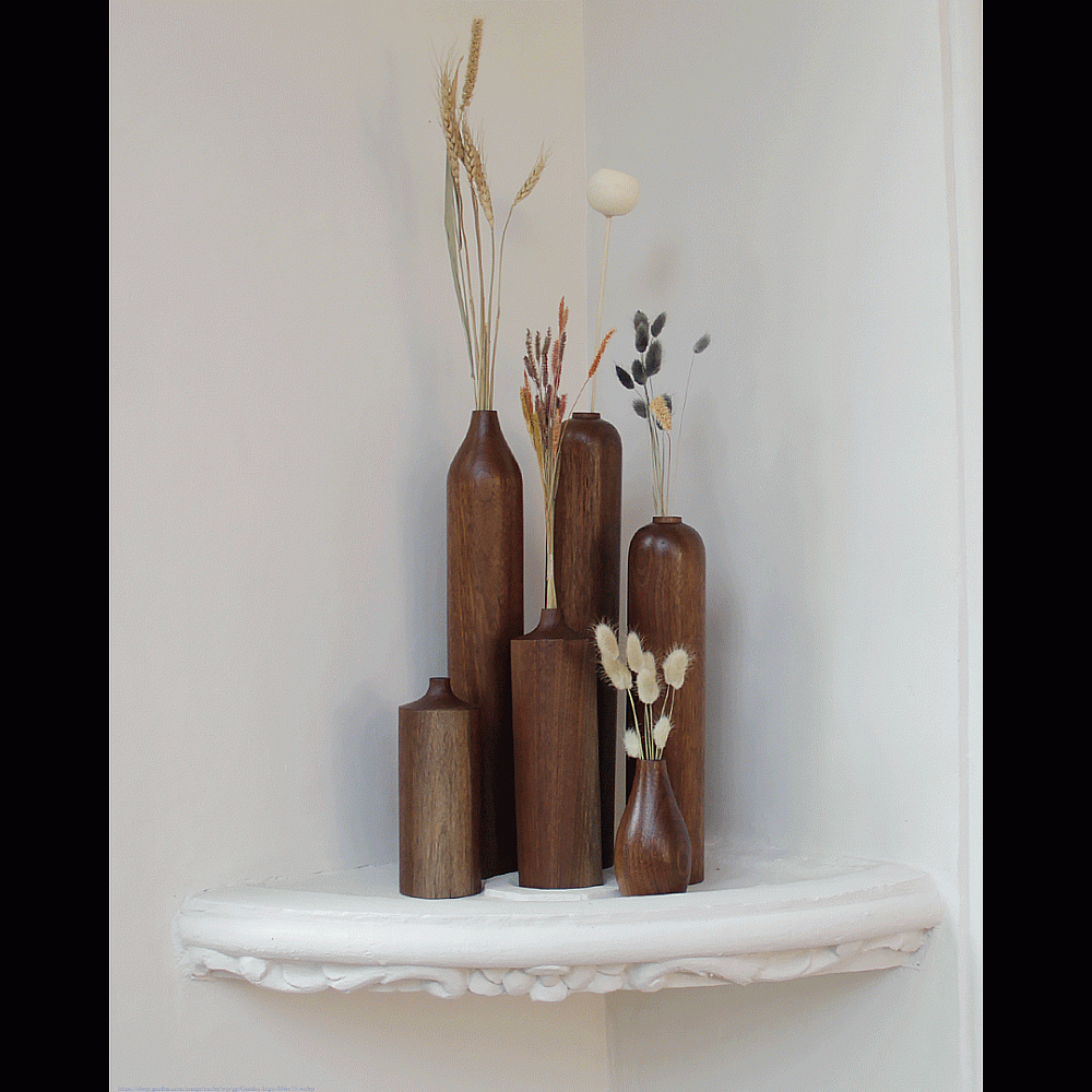 shop Handmade Walnut Wood Vases ( Set of Six)