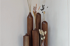 Sankhla | Handmade Walnut Wood Vases ( Set of Six)