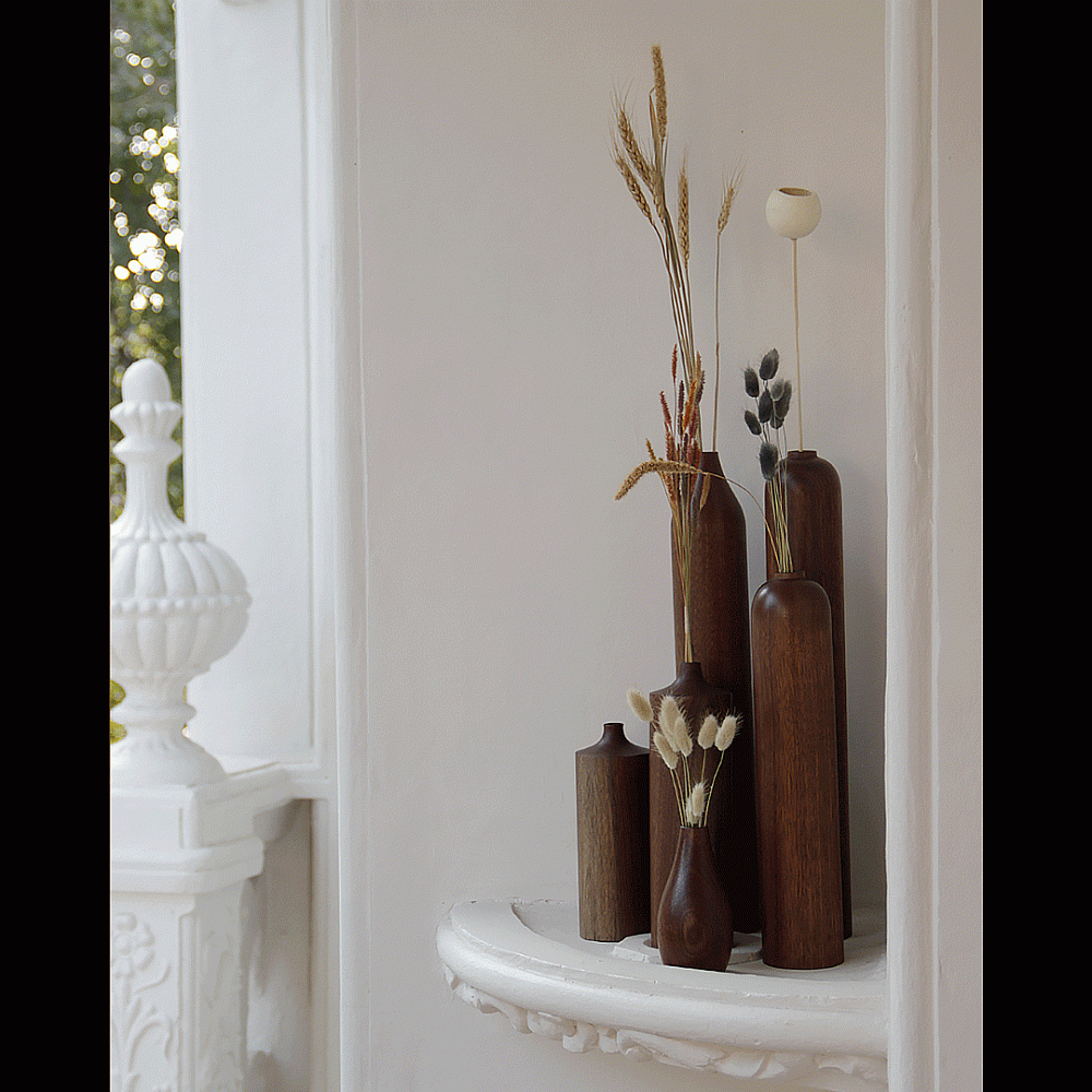 shop Handmade Walnut Wood Vases ( Set of Six)
