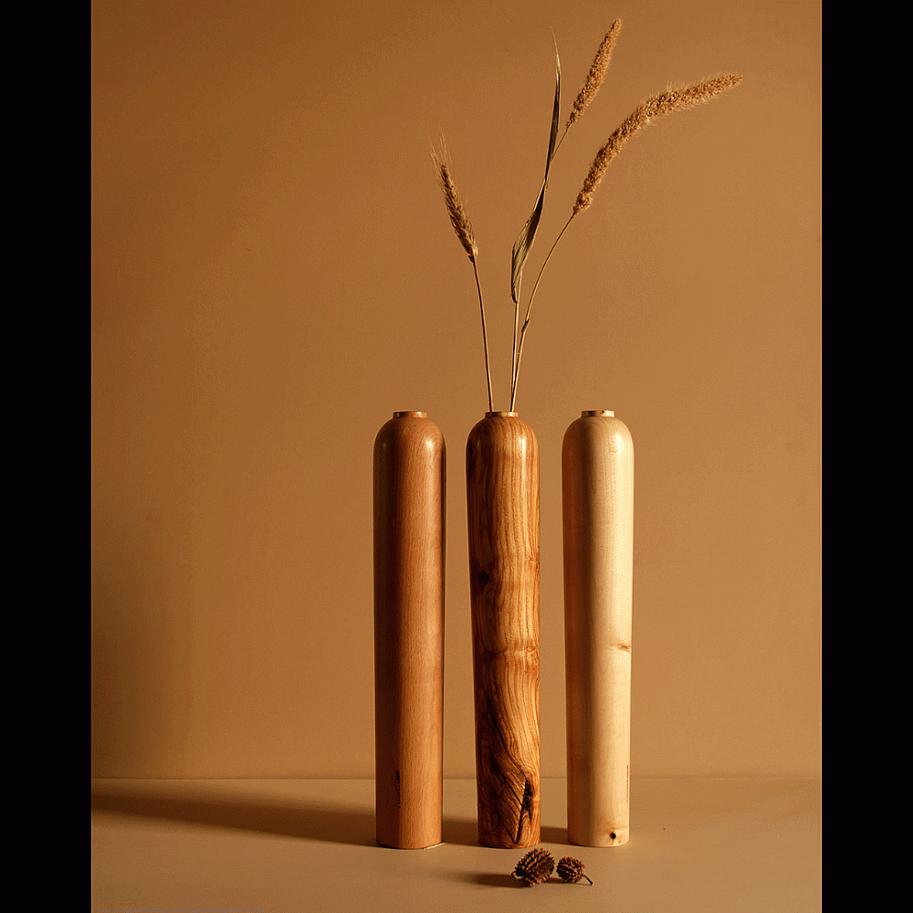 shop Wooden Vases - Set of Three