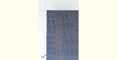 Block Printed Fabric ✩ Cotton - Tridha Indigo & Red ( Per meter )