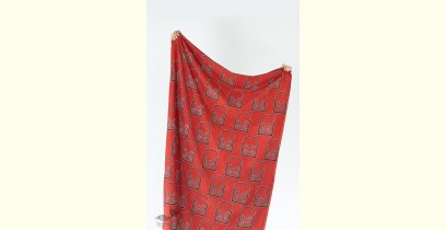 Block Printed Fabric ✩ Cotton Fabric - Tamar Red & Indigo ( Per meter )