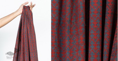Block Printed Fabric ✩ Cotton - Izun Red & Indigo ( Per meter )