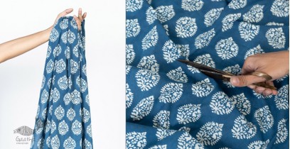 Block Printed Fabric ✩  Cotton - Nasrin Indigo ( Per meter )