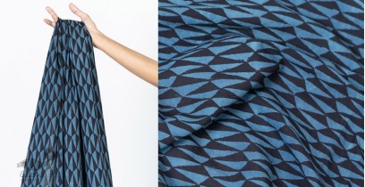 Block Printed Fabric ✩ Cotton - Nishka Black & Indigo ( Per meter )
