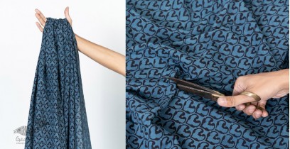 Block Printed Fabric ✩ Cotton - Ziba Black & Indigo ( Per meter )