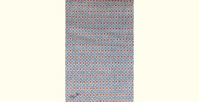 Block Printed Fabric ✩ Cotton - Kalmash Indigo & Red ( Per meter )