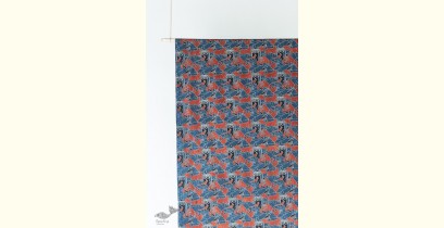 Block Printed Fabric ✩ Cotton - Ghayur Indigo & Red ( Per meter )