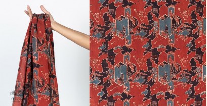 Block Printed Fabric ✩ Cotton - Yakbid Red ( Per meter )
