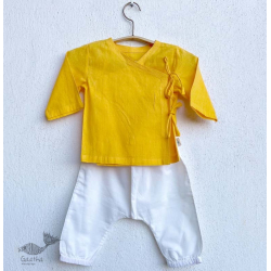 Organic Cotton Unisex ★ Yellow Angrakha With White Pant ★ B