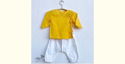 Organic Cotton Unisex ★ Yellow Angrakha With White Pant ★ B