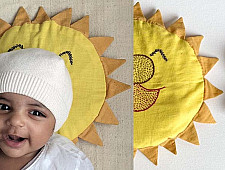 Organic Cotton ★ New Born Gift Set (Sun Pillow + 2 Wooden Maracas) ★ 6