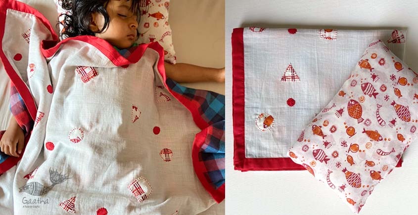 shop Kids Organic Gift Set (Dohar + Kapok Pillow - Koi)