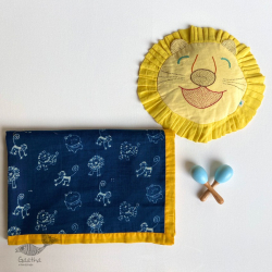 Organic Cotton ★ Kids Organic Gift Set (Dohar + Mustard Seed Pillow + Maracas - Zoo) ★ 16