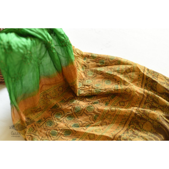 shop silk stole - handmade ajrakh bandhani