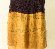 Flavors of fusion | Handcrafted Ajrakh Bandhani Dark Violet Color Silk Stole