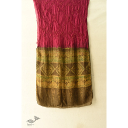 Flavors of fusion | Handcrafted Ajrakh Bandhani Silk Stole - Fuchsia 