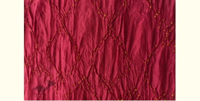 Flavors of fusion | Handcrafted Ajrakh Bandhani Silk Stole - Fuchsia 