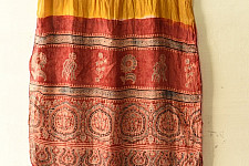 Flavors of fusion | Tabi Silk Ajrakh Bandhani Stole - Mustard Yellow