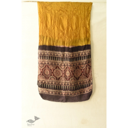 Flavors of fusion | Tabi Silk Ajrakh Bandhani Stole - Yellow & Black