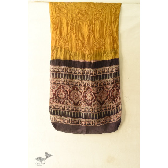 shop silk stole handcrafted - handmade ajrakh bandhani