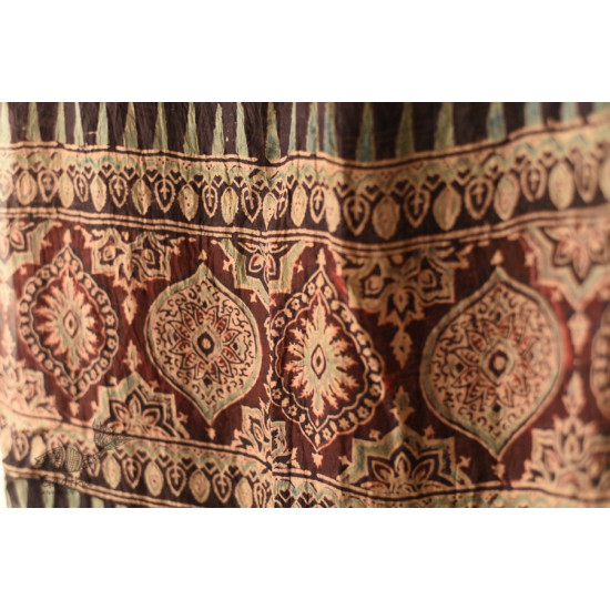 shop silk stole handcrafted - handmade ajrakh bandhani