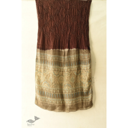 Flavors of fusion | Ajrakh Bandhani Silk Brown Stole