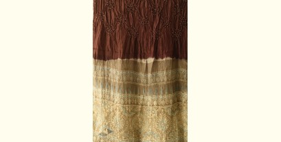 Flavors of fusion | Ajrakh Bandhani Silk Brown Stole