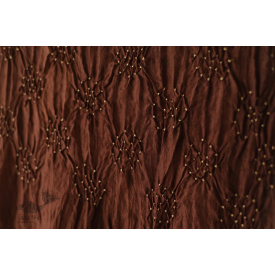 shop Ajrakh Bandhani Silk Brown Stole