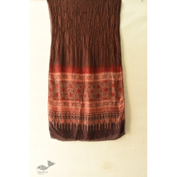 Flavors of fusion | Ajrakh Bandhani Silk Stole - Dark Brown