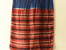 Flavors of fusion | Handcrafted Ajrakh Bandhani Silk Stole - Blue