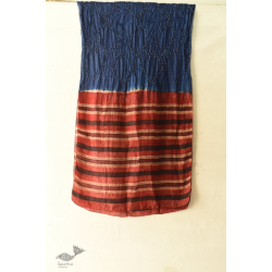 Flavors of fusion | Handcrafted Ajrakh Bandhani Silk Stole - Blue