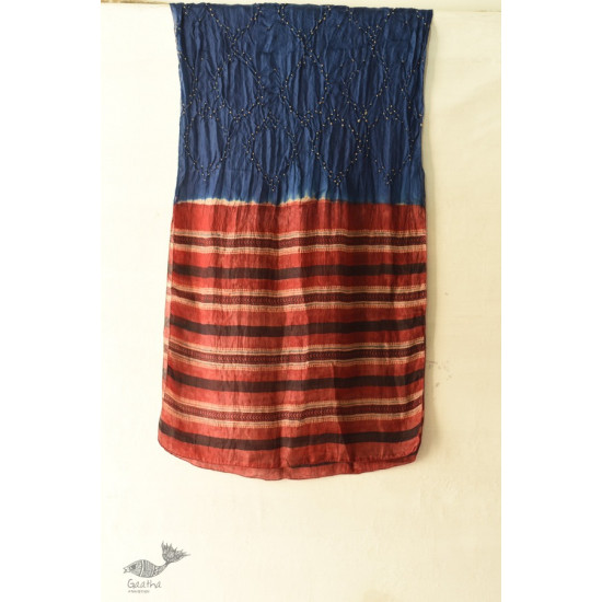 shop Handcrafted Ajrakh Bandhani Silk Stole