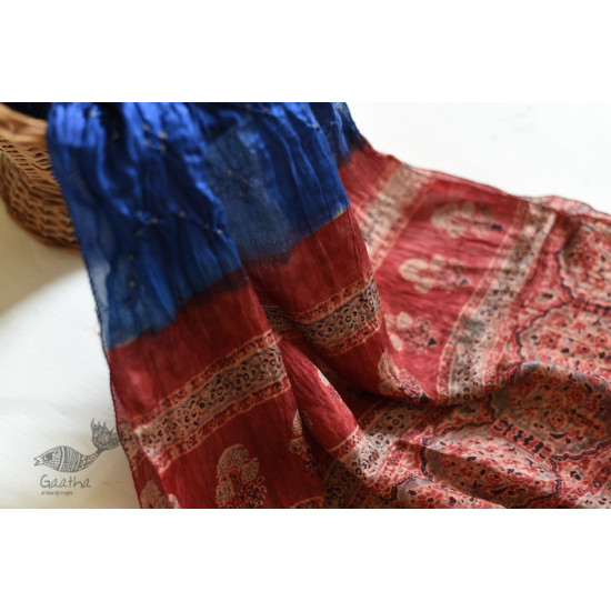 shop silk stole - handmade ajrakh bandhani