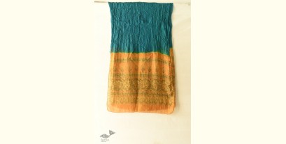 Flavors of fusion | Tabi Silk Ajrakh Bandhani Teal Color Stole