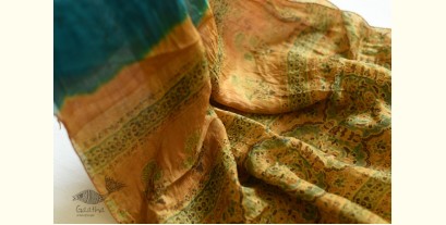 Flavors of fusion | Tabi Silk Ajrakh Bandhani Teal Color Stole