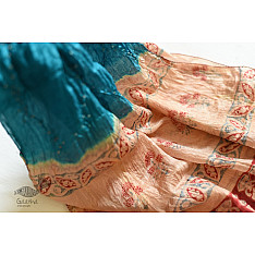 Flavors of fusion | Tabi Silk Bandhani Stole With Ajrakh Daaman