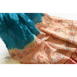 Flavors of fusion | Tabi Silk Bandhani Stole With Ajrakh Daaman