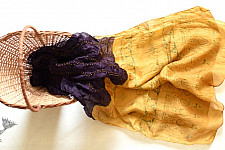 Flavors of fusion | Handcrafted Ajrakh Bandhani Dark Violet Color Silk Stole