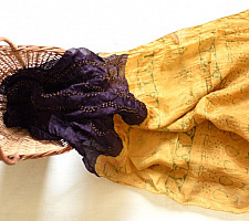 Flavors of fusion | Handcrafted Ajrakh Bandhani Dark Violet Color Silk Stole