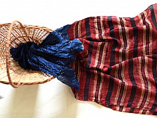 Flavors of fusion | Handcrafted Ajrakh Bandhani Silk Stole - Blue