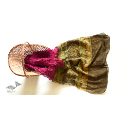 Flavors of fusion | Handcrafted Ajrakh Bandhani Silk Stole - Fuchsia 