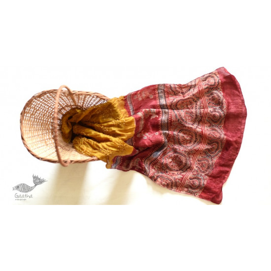 shop silk stole - handmade ajrakh bandhani